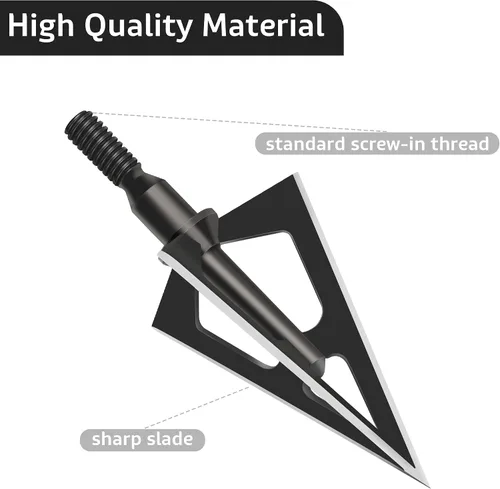 Miniatura 3 de Hunting Broadheads with 3 Fixed Blade 100 Grain Screw-in Archery Broadheads Compatible with Crossbows,Recurve and Compound Bows