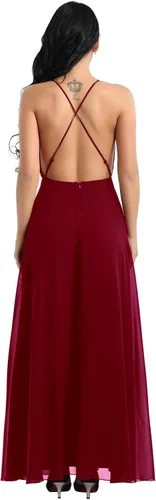 Miniatura 3 de YiZYiF - Vestido de fiesta de gasa para mujer sin espalda