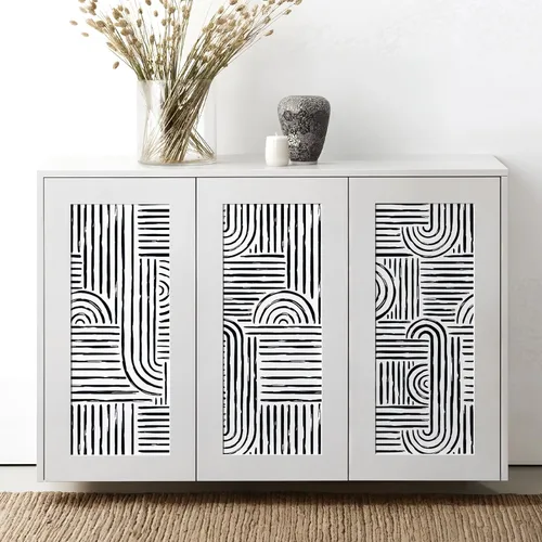 Miniatura 7 de VEELIKE Papel tapiz geométrico blanco y negro para despegar y pegar, papel tapiz abstracto moderno para dormitorio, baño, decoración de pared