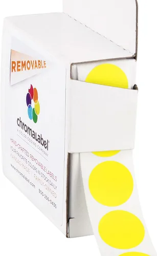 ChromaLabel Calcomanías redondas de colores de 3/4 pulgadas, etiquetas de codificación de colores extraíbles con puntos adhesivos, calcomanías de