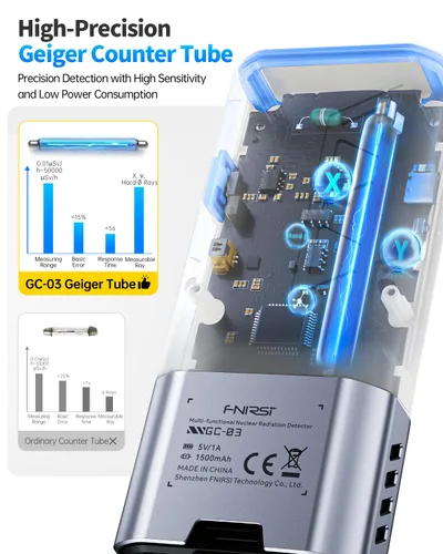 Miniatura 4 de FNIRSI GC-03 Contador Geiger Detector Electromagnético, Detector de Radiación Nuclear 3en1, Medidor EMF, No Soporta Detección RF, Dosímetro