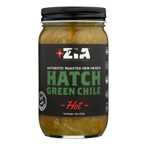 ZIA GREEN CHILE COMPANY, Grn Chile, picante, escotilla, paquete de 6, tamaño 16 onzas, (sin gluten, bajo en sodio, vegano, sin trigo, sin levadura)