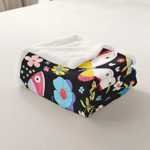 Miniatura 7 de Manfei Manta de vellón con diseño de mariposas florales en acuarela, manta acogedora para cama, sofá, decoración de habitación de niños, niñas