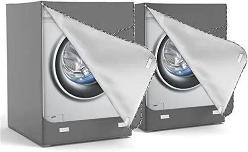 Miniatura 12 de Paquete de 2 fundas para lavadora y secadora, cubierta de lavadora de carga superior impermeable a prueba de polvo y engrosada para máquina de carga