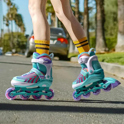 Miniatura 2 de SUPER YOUNGSTER Patines en línea para niñas, niños y niños de 4 a 12 años, patines ajustables con luces para jóvenes y adolescentes de 8 a 12 años