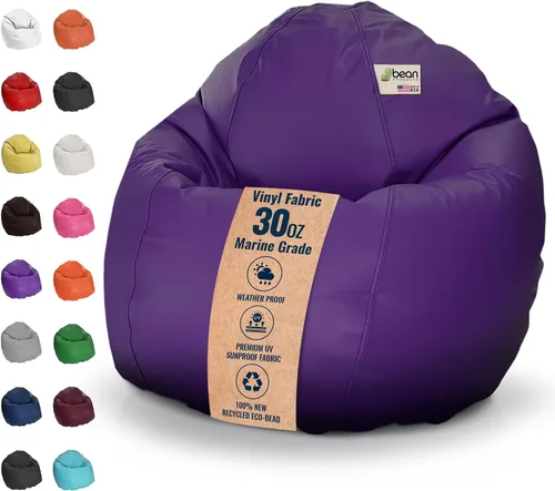 Miniatura 30 de Puf grande de vinilo marino – Puf impermeable para barcos y piscinas – con cuentas de poliestireno y silla rellena de espuma CertiPUR para adultos
