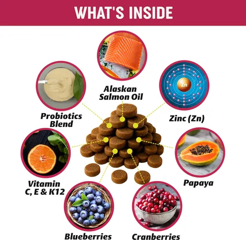 Miniatura 3 de Multivitaminas masticables con probióticos para perros, vitaminas y suplementos para perros, 140 golosinas, multivitamínico para perros mayores