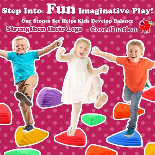 Miniatura 5 de Gentle Monster Stepping Stones para niños, juego de 6/8/11 piezas para equilibrio con parte inferior antideslizante - coordinación de ejercicio y 6