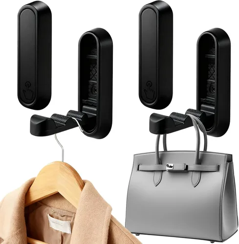 Paquete de 4 ganchos plegables de pared, ganchos negros resistentes, ganchos plegables de aleación de zinc para colgar abrigos, sombreros, toallas,