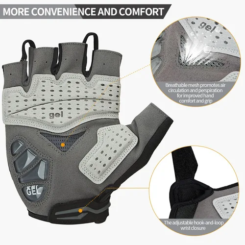 Miniatura 3 de Souke Sports Guantes de ciclismo para hombre con almohadillas de gel, guantes de bicicleta de medio dedo, ligeros, antideslizantes, absorben