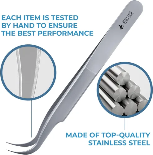 Miniatura 6 de Stacy Lash STL-8 Pinzas de extensión de pestañas curvas/Herramienta separadora de pestañas/Suministros para aislamiento de pestañas postizas Stl-8