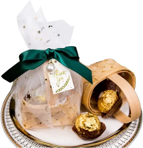 Miniatura 3 de Mini cesta de regalo tejida a mano de bambú, cajas de dulces, caja de embalaje de chocolate, perfecta para baby showers, cumpleaños, recuerdos