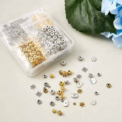 Miniatura 6 de Craftdady 600 cuentas espaciadoras tibetanas de 10 estilos, colores mezclados, aleación de metal, dijes para pulseras, collares, suministros