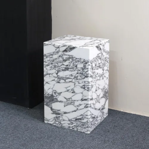 Miniatura 5 de Mesa auxiliar de mármol de lujo, mesa auxiliar cuadrada para sofá y cama modernos, sala de estar, sofá, dormitorio (Arabescato)