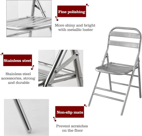 Miniatura 6 de 2 sillas plegables de acero inoxidable 304, sillas de césped plegables, sillas portátiles para adultos, ahorra espacio, para eventos, oficina, boda