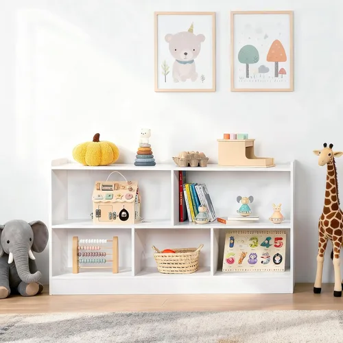 Miniatura 7 de Leeshyah Estante de madera para juguetes para niños, organizador de libros y juguetes Montessori con estantería abierta, diseño personalizable de 5