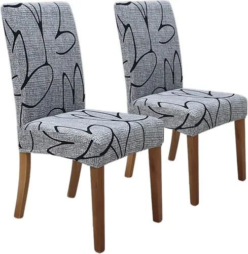 Miniatura 51 de SPRINGRICO Paquete de 6 fundas blancas para sillas de comedor, fundas elásticas para sillas de comedor con diseño floral, de elastano lavable