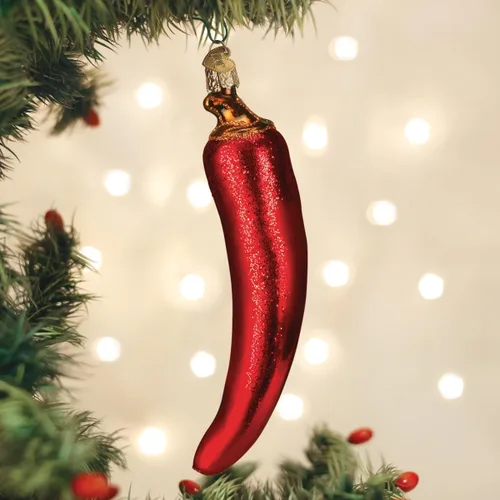 Miniatura 2 de Old World Christmas - Adorno de pimiento rojo picante de vidrio soplado para árbol de Navidad, decoración festiva artesanal, colección de vegetales