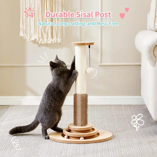Miniatura 6 de Made4Pets Poste Rascador para Gatos, Poste Rascador de Sisal de 23" de Alto con Autoarreglador, Juguetes Interactivos de Pelota con Pista 4 en 1