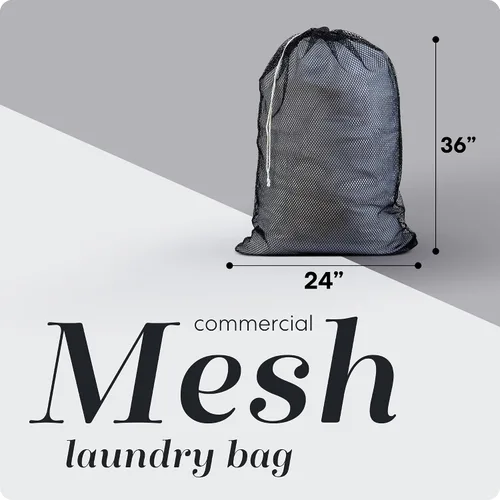 Miniatura 2 de Bolsa de lavandería de malla XL de Handy Laundry - Duradera, lavable a máquina con cierre de cordón seguro - Perfecta para dormitorios Negro