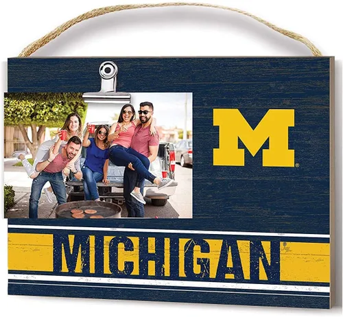 KH Sports Fan Marco de fotos con clip de Michigan Wolverines, para fotos de 4 x 6 pulgadas, regalos de Wolverines y decoración del hogar; muestra tu