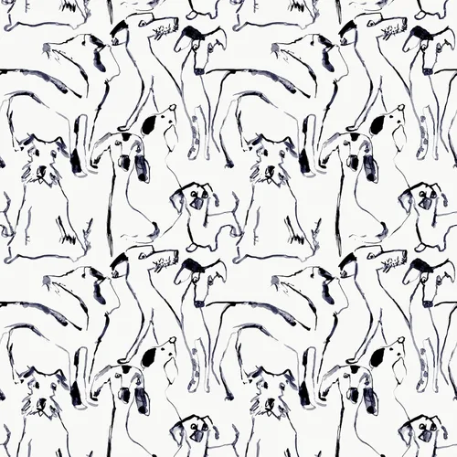 Surface Style Papel tapiz autoadhesivo con diseño de garabatos de perro, negro/blanco