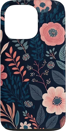 Miniatura 9 de Boho Navy Blue and Pink Floral Botanical Pattern Flower Art Case for iPhone 17