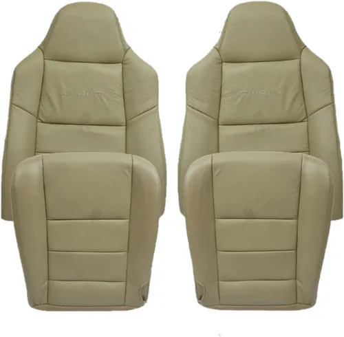 2003 2004 2005 2006 2007 Ford F250 F350 Lariat Crew Cab funda de asiento de repuesto de cuero auténtico, fundas de asiento delantero completo para
