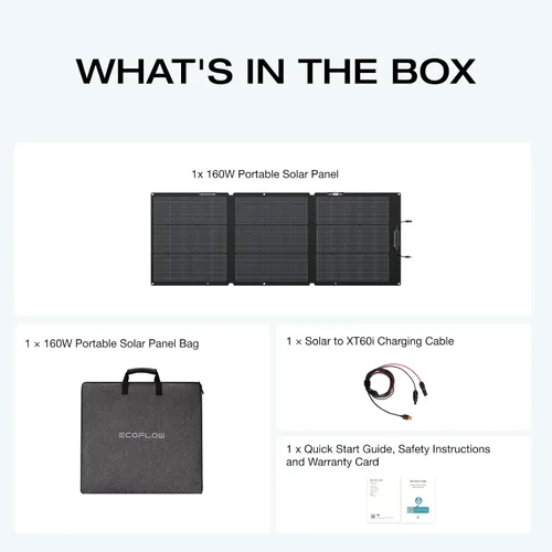 Miniatura 8 de EF ECOFLOW Panel solar portátil de 160 vatios para centrales eléctricas, panel solar plegable con eficiencia de conversión alta del 25% con soporte