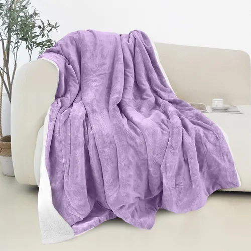 Miniatura 45 de Elegant Comfort - Manta reversible y ultra suave de franela con forro polar - Manta de sherpa navideña de invierno - Ligera, suave y acogedora