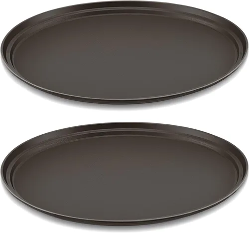 Miniatura 8 de FillTouch 2 bandejas ovaladas grandes con forro de goma de polipropileno para cocina, comedor, cafeterías, servicio de comida rápida