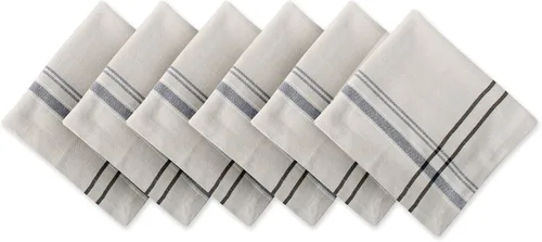 Miniatura 12 de DII - Servilletas para mesa estilo rústico, colección con rayas estilo francés, 20 x 20 pulgadas, color azul cambray, 6