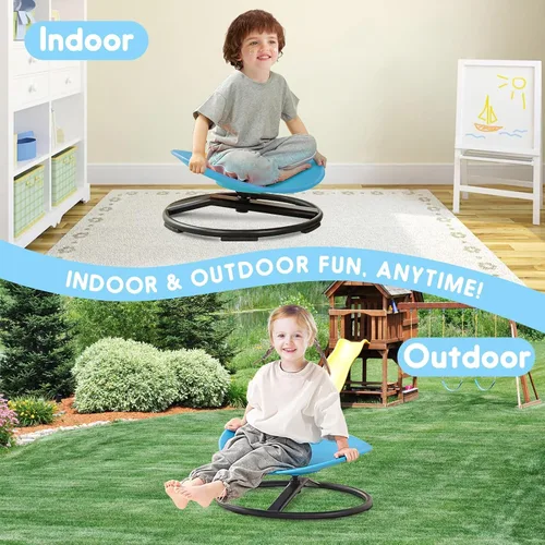 Miniatura 8 de Silla giratoria sensorial para niños con autismo de 3 años en adelante, silla giratoria para sentarse y girar para niños con TDAH, sillas Azul