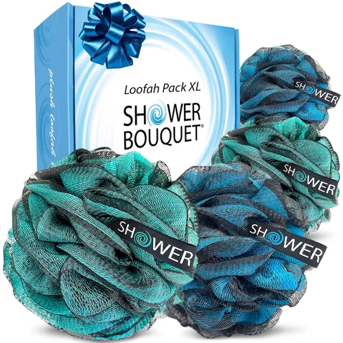 Miniatura 8 de SHOWER BOUQUET Esponja de baño de lufa XL Swirl-Deep-Deep-4-Pack/ Extra Grande 2.65 oz de malla suave Luffa Loofa Lufa Lufa Puff Set/Exfoliante