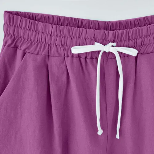 Miniatura 33 de Pantalones cortos sólidos con control de barriga, casuales, con cordón, cómodos, para mujer, pantalones cortos ligeros de verano para correr 2023