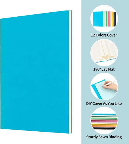 Miniatura 3 de Paquete de 24 cuadernos en blanco coloridos para escritura, diarios al por mayor, libros de composición A5, 21x14 cm, 60 páginas, 30 hojas