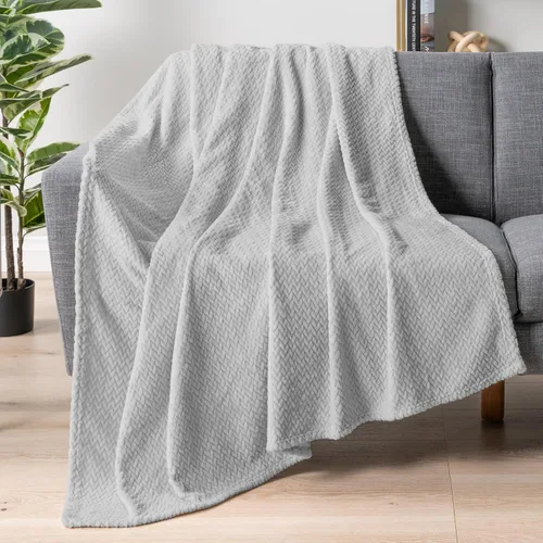 Miniatura 30 de PAVILIA - Manta de forro polar suave y sólida de color negro para sofá, mantas ligeras y mullidas y cálidas para cama, manta de franela mullida