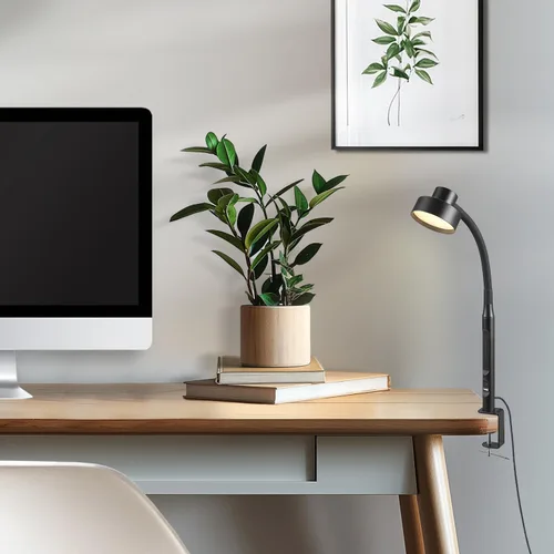 Miniatura 3 de Globe Electric 62000036 Lámpara de escritorio LED de 15" con abrazadera integrada, color negro mate, cuello de cisne de silicona ajustable