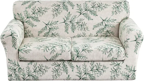 Miniatura 20 de KRFOONN - Fundas elásticas de 4 piezas para sillón y sofá, funda con estampado y 3 fundas independientes para cojines de asiento, lavables, Color01