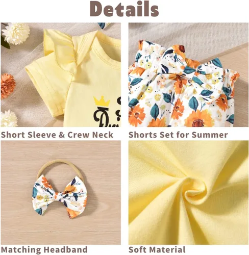 Miniatura 2 de Aalizzwell Conjunto de pantalones cortos para bebé recién nacido para el verano