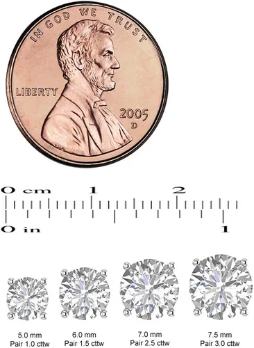 Miniatura 4 de GNG Aretes de oro blanco y amarillo de 14 quilates hechos con circonita cúbica. 1.0 a 3.00ctw