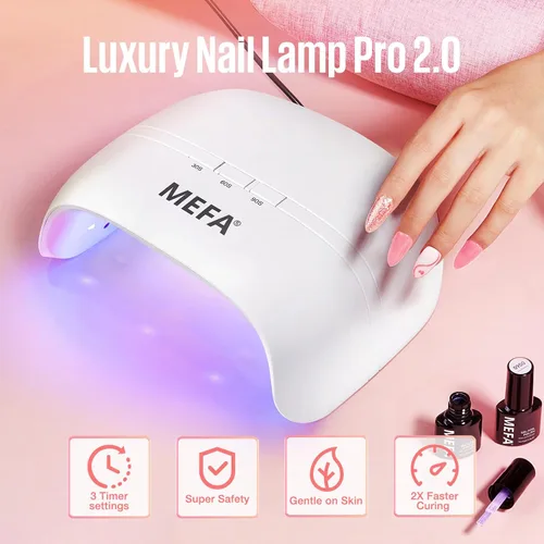 Miniatura 2 de MEFA Lámpara de uñas UV de 72W portátil, luz UV para uñas de gel con 3 temporizadores, secador para esmalte de uñas de gel de curado rápido, 21