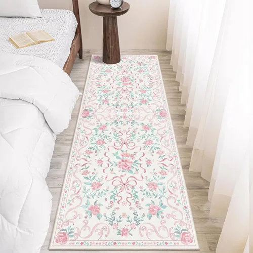 Miniatura 27 de Alfombra de área de 5 x 7 pies para sala de estar, alfombra verde boho antideslizante lavable, alfombra vintage de pelo bajo, alfombra grande