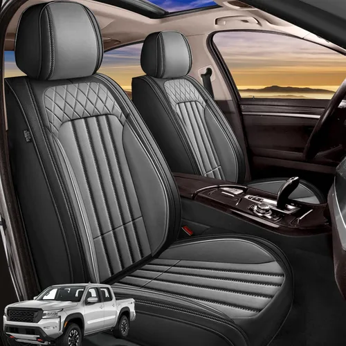 Miniatura 42 de Juego de fundas de asiento de automóvil para GMC Canyon 2015-2025, juego de fundas de asiento delantero de cuero con soporte lumbar, protector