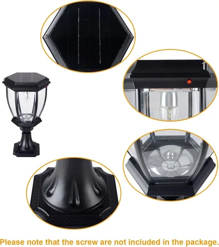 Miniatura 6 de Kendal Lámpara de luz LED accionada solar al aire libre grande (negro-8408-2packs)