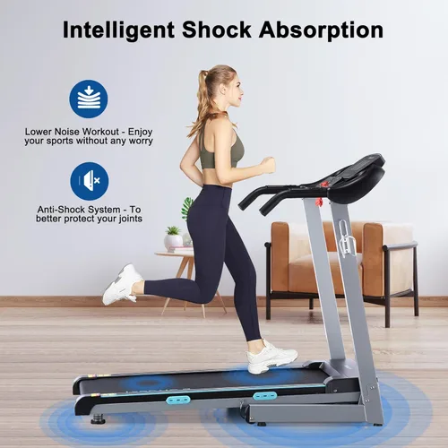 Miniatura 5 de BORGUSI Treadmill with 12% Auto Incline - 300 LBS Capacity Running Machine with 17.5 Wide Belt, 3HP Folding Electric Treadmills with Bluetooth Negro