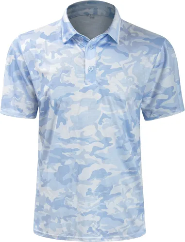 Miniatura 115 de TAPULCO Camisetas tipo polo de secado rápido para hombre, diseño de camuflaje, atléticas, ligeras, transpirables, casuales, para golf