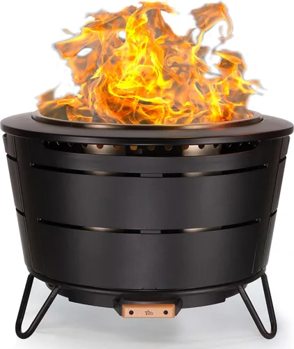 Miniatura 8 de TIKI Fogata social sin humo de 20 pulgadas, hoguera portátil para exteriores con base de ceniza extraíble, soporte y cubierta de tela, moderna