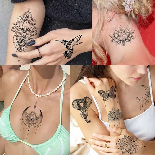 Miniatura 7 de VANTATY - Tatuajes temporales, diseño de flor 011