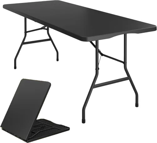 Miniatura 13 de BTEXPERT Juego de 2, mesa plegable de utilidad de 4 pies, ligera, altura ajustable, portátil, con asa de transporte, para interiores y exteriores